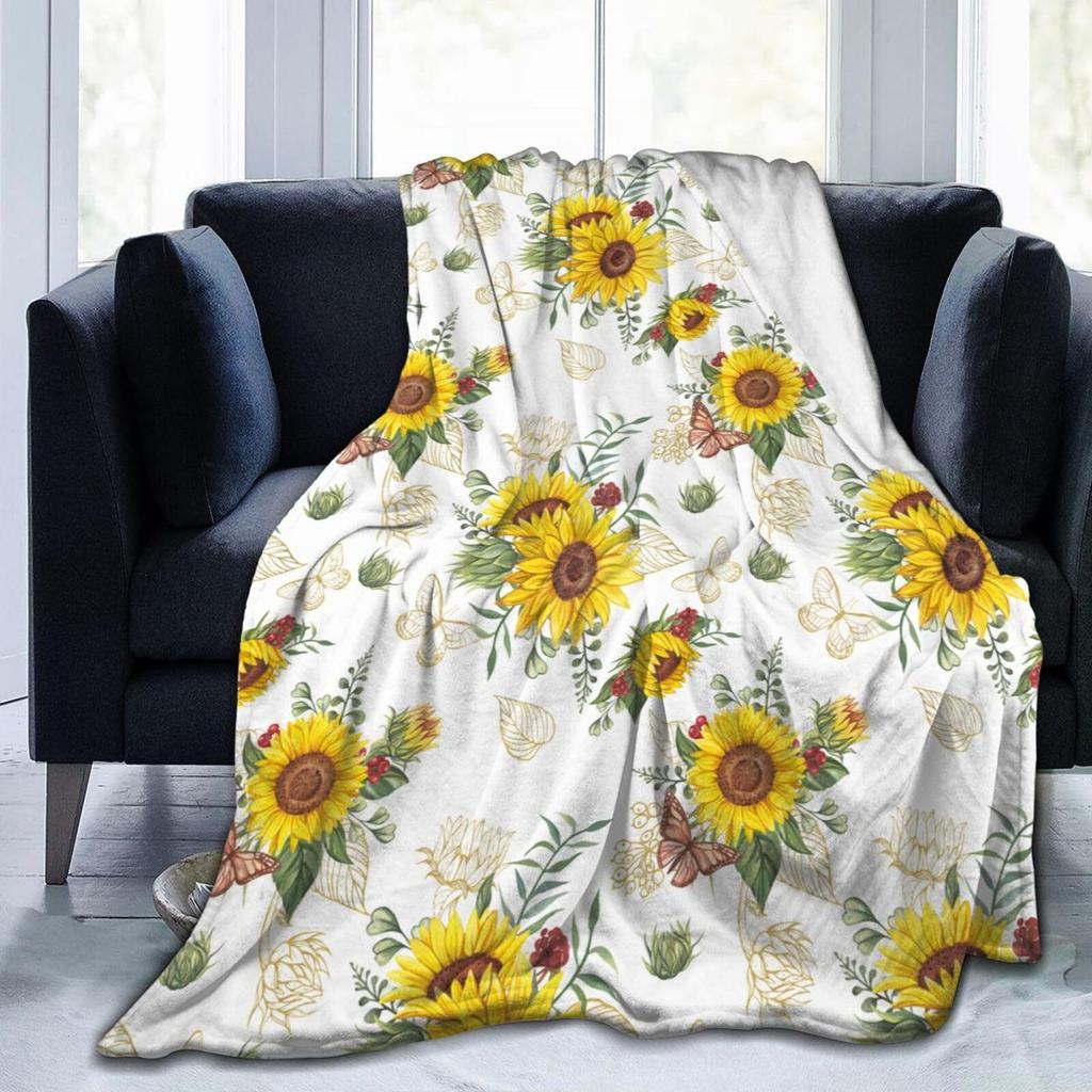 Watercolor floral blanket colorful wildflower blanket flannel wool blanket farmhouse blanket decoration sofa warm bed decoration