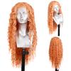 AIMEYA Blue Wigs Loose Curly Synthetic Lace Front Wig  Heat Resistant Synthetic Lace Wig Cosplay Blue Green Blonde Color