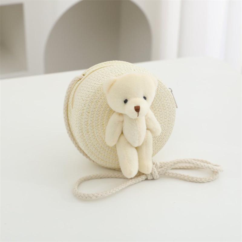 Children's Straw Woven Crossbody Bag - Small Girl's Phone and Coin Purse for Summer Outings and Seaside Trips