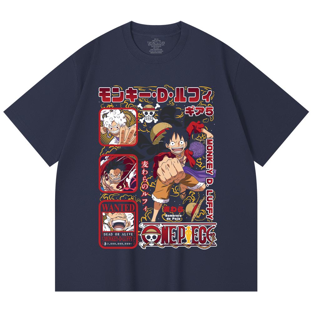 230 Gsm 100% Cotton One Piece V78 Luffy Print Unisex Heavy Cotton T Shirt