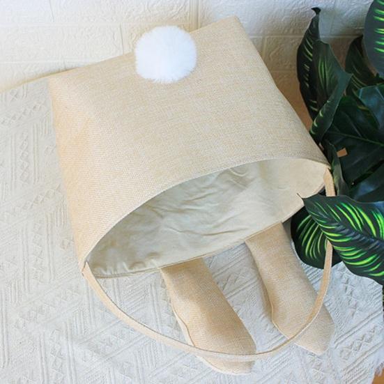 Yousheng Storage Bag Food-Grade Easter Bunny Bucket with Soft Flocked Ears Pom-pom Tail Large Capacity Toy Candy Holder Kids Storage