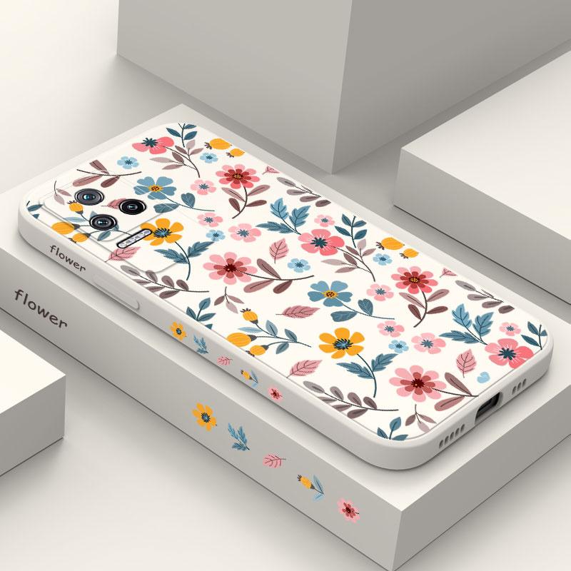 Leaf Falling Flowers Phone Case For Xiaomi Poco F8 F7 X7 M6 X6 F6 M5S F5 X5 M5 F4 X4 M4 F3 M3 Pro 4G 5G GT Liquid Silica Cover