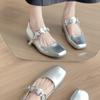 Inner Height Increase 5cm Silver Sequins Light Mouth Ballet Single Shoes Women 2025 Gentle and Versatile Skirt Mary Jane Shoes Women