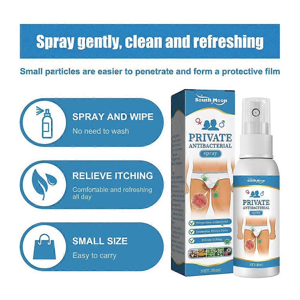 1-5x Private Antibacterial Spray, Anti Itch Spray, Natural Herbal Private Parts External Itching Spray, Instant Cooling and Soothing, For Women Men