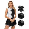 Womens Shiny Sequin Color Block Sleeveless Dress Bowknot Headwear Flower Balls Cheerleading Dance Costume