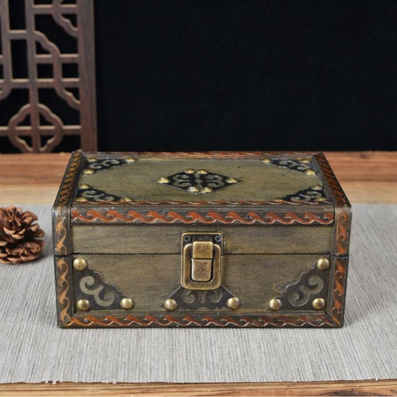Old Wooden Pencil Box Retro Storage Box Wooden Box Antique Crafts Desktop Organizing Storage Box Home Collection Box