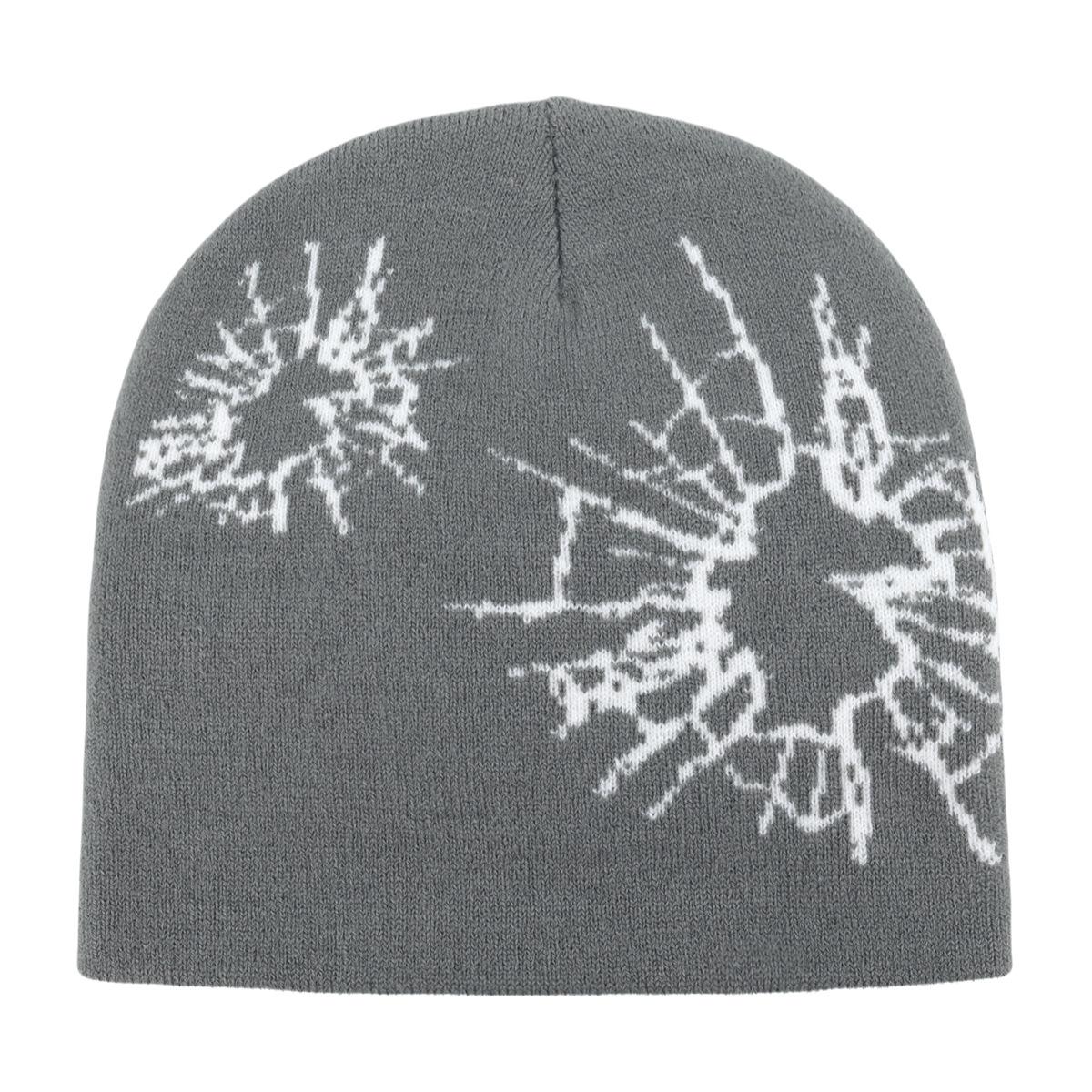 

Gothic Style Dark Spider Pattern Knitted Hat American Masked Hat Y2k Spicy Girl Street Dance Street Fashion Hat One Size сірий білий колір
