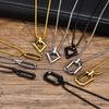 Stainless Steel Geometric Oval Rectangle Rhombus Men'S Pendant Simple Trendy Hip Hop Necklace Jewelry Pn-1846