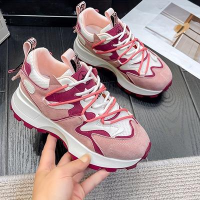 All-Season Chunky-Sole Trendy Versatile Dad Shoes, Comfortable Women's Casual Footwear, Color-Blocked Student Sneakers, Fashionable Women's Shoes
