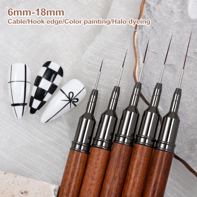 6/9/12/15/18Mm Nail Liner Brush Drawing Lines Stripe Painting Flower Pen Nail Art Manicure Sandalwood Handle