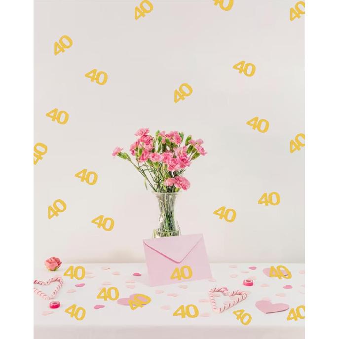 40th Happy Birthday Confetti Decorations - Gold Glitter Number 40 Party Decorations, Wedding Anniversary Party Table Decorations