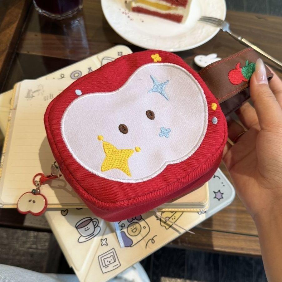 

Korean Style New Cute Cartoon Apple Embroidery Cosmetic Bag Miscellaneous Storage Bag Large Capacity Portable Instant Camera Bag