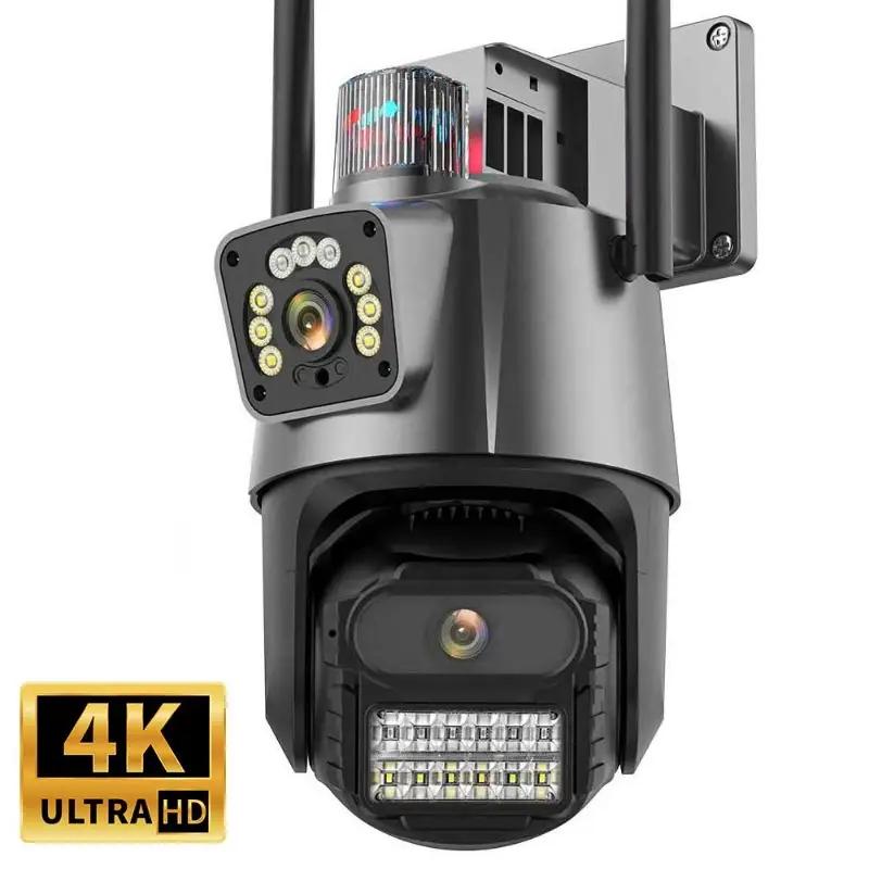 

2.4GHz 8МП 4K Камера безпеки IP-камера Подвійний об єктив Подвійний екран 4МП Кольорове нічне бачення Автостеження PTZ Wi-Fi камера Водонепроникна Камера відеоспостереження EU Plug Camera