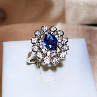 Interesate speciale Inele de femei cu zirconiu cubic albastru Aniversare de nuntă Accesorii pentru petrecere Bijuterii de lux de modă