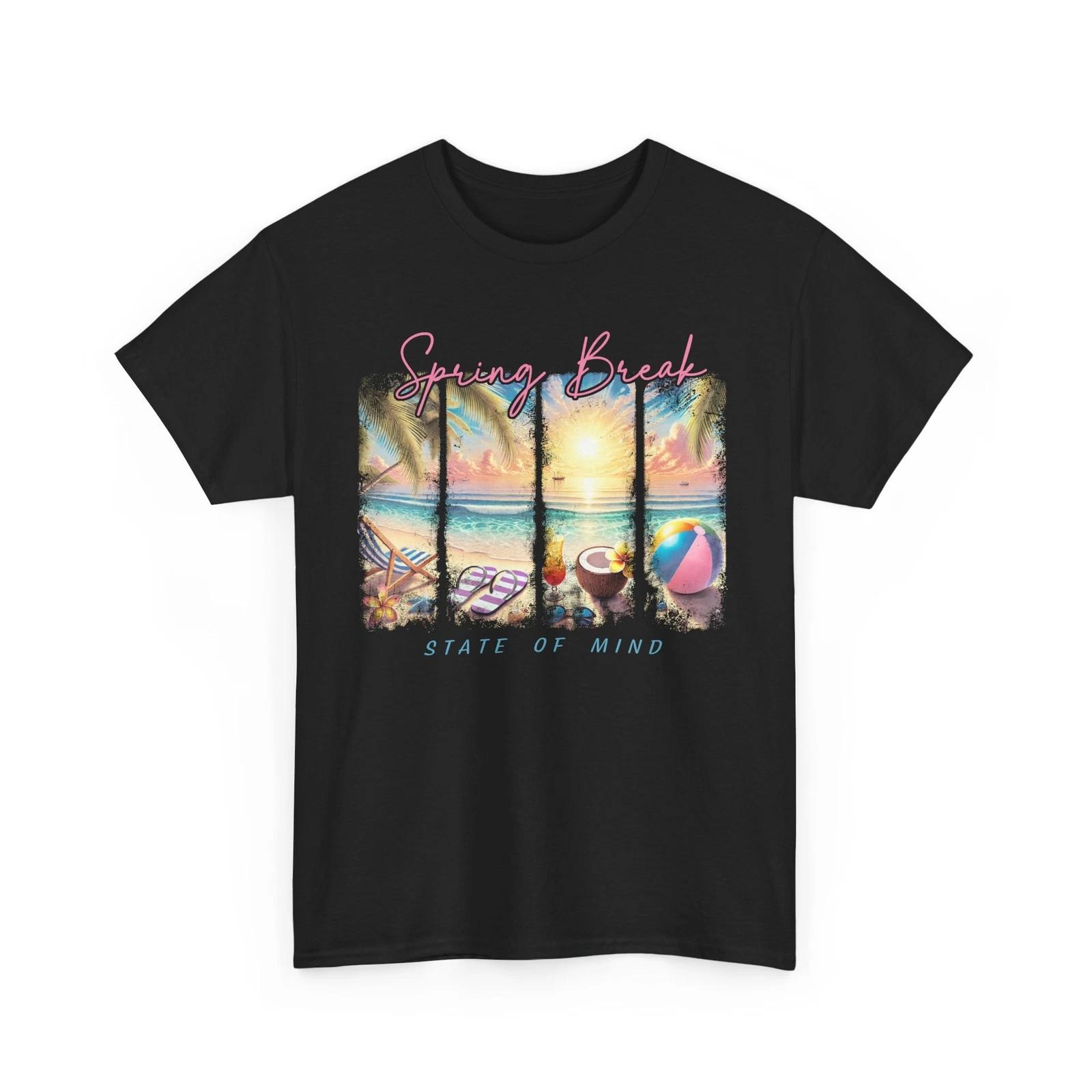 Beach Vibes T-Shirt | Summer Ocean Waves Tee | Spring Break State of Mind Shirt L