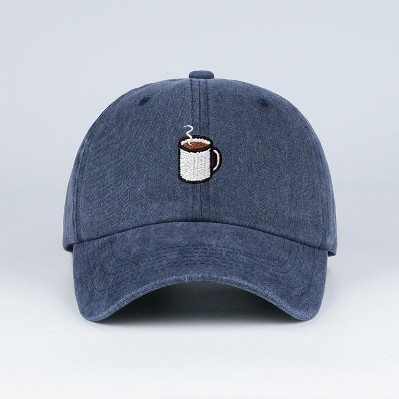 Berretto da Baseball Lavato con Ricamo di Tazza da Caffè – Cappello Solare Unisex Regolabile per Amanti del Caffè, Perfetto per Corsa e Pesca
