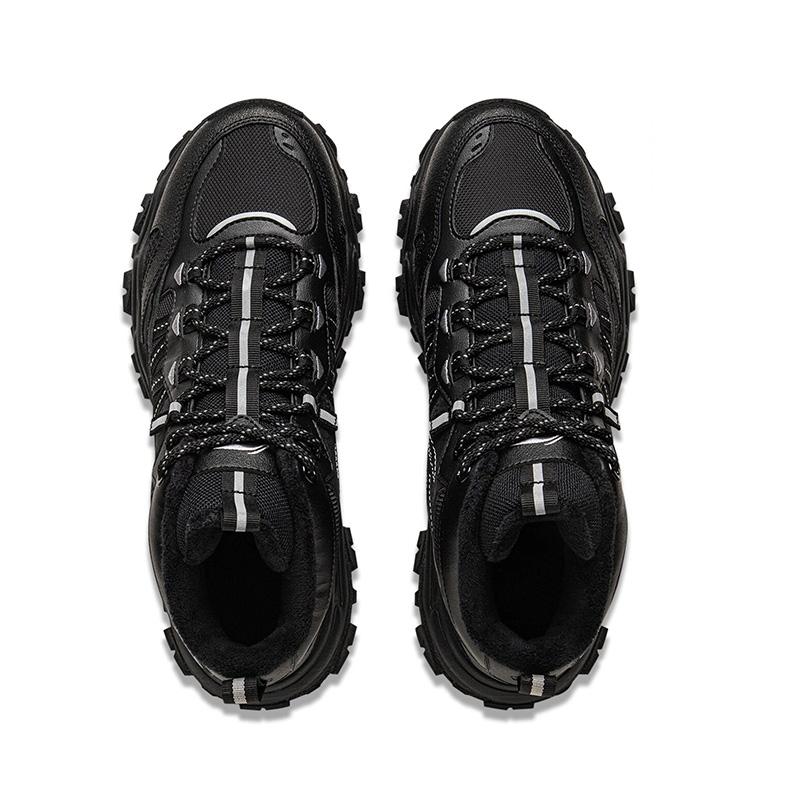 Li Ning Shan Xing WNTR HIGH Synthetic Leather Fleece lined Thermal High top Casual Shoes Men's Black AGLV169-1