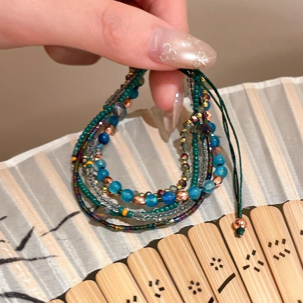 Stretchy Colorful Beaded Bracelet Blue Wrap Charm Hand Chain New Beaded Bangles Gifts