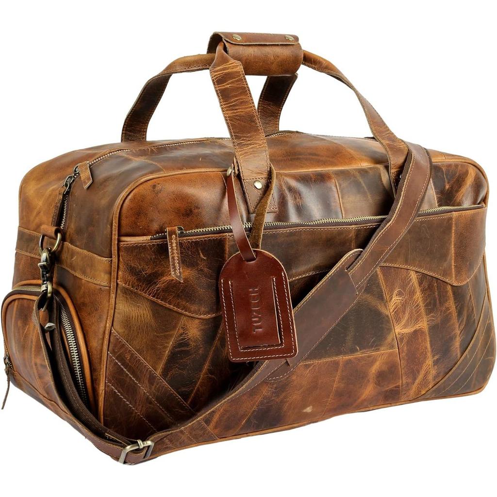 Large Duffel Luggage Leather Travel Bag Duffel Bag Gym Bag Airplane Cabin Approved Carry On Overnight Leather Weekender Mens Duffle Bag