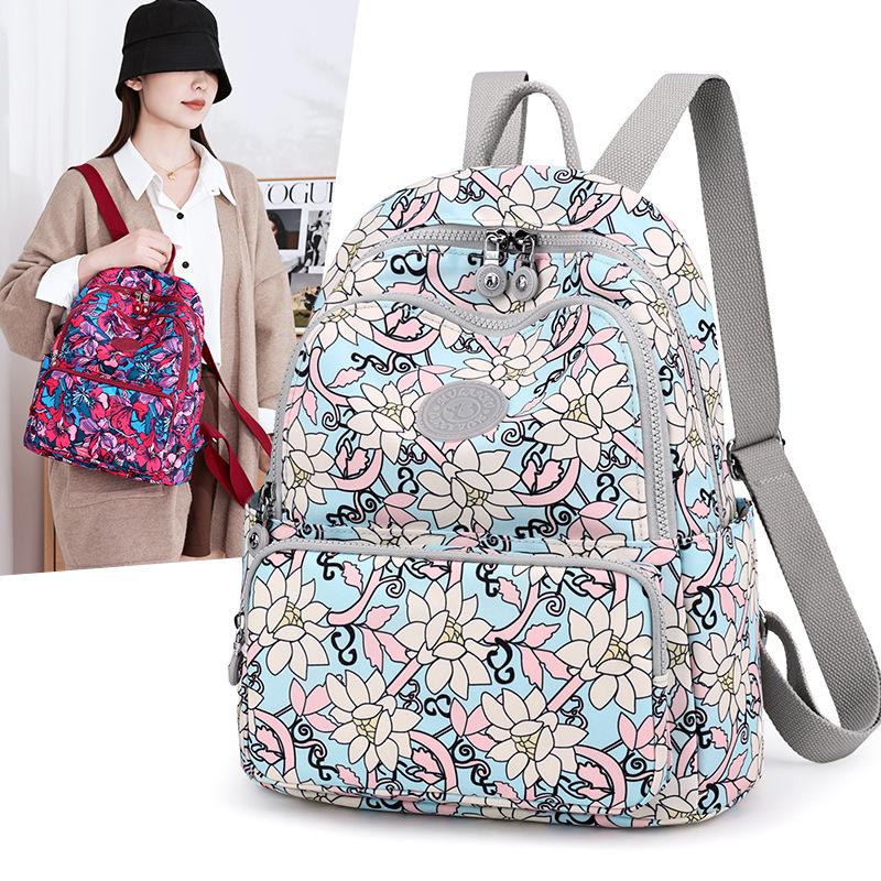 Printed Nylon Backpack Lightweight Travel Backpack
