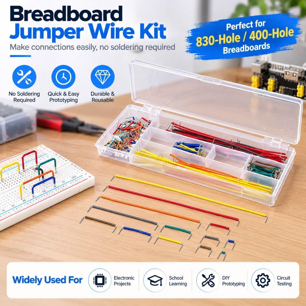 Flexible Wire Solderless Wire Kit Multicolored Breadboard Wires Kit Jumper Cable Wires Electronics