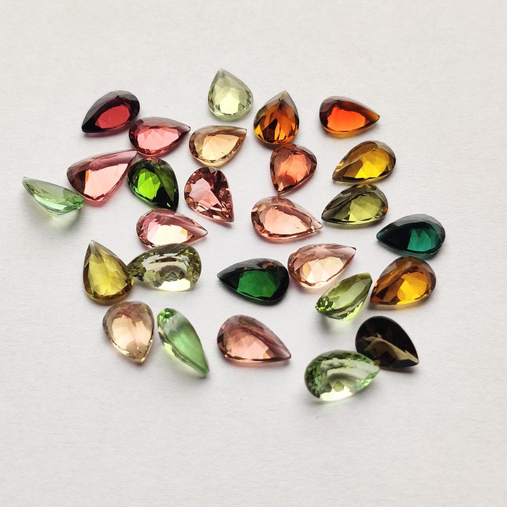 Best Quality Tourmaline Pear Cut Multi Gemstone, 6x9 MM Size Pear. Multi Tourmaline Loose Gemstone Lot, October Birthstone For Making Jewelry.