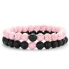 2ks Romantický párový náramek 8mm Tygří oko Lávový kámen Střapcový náramek Dárek na Valentýna Černobílý Sladěný náramek