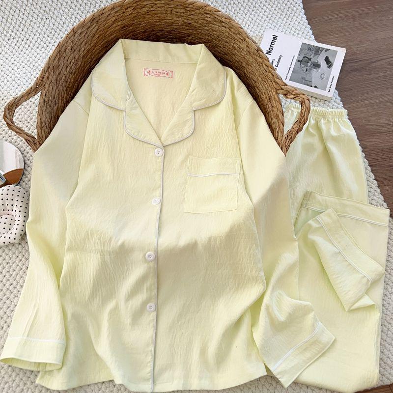 2026 Spring/Autumn Women's Cloud Cotton Pajama Set - Sweet, Long-Sleeve Top & Pants