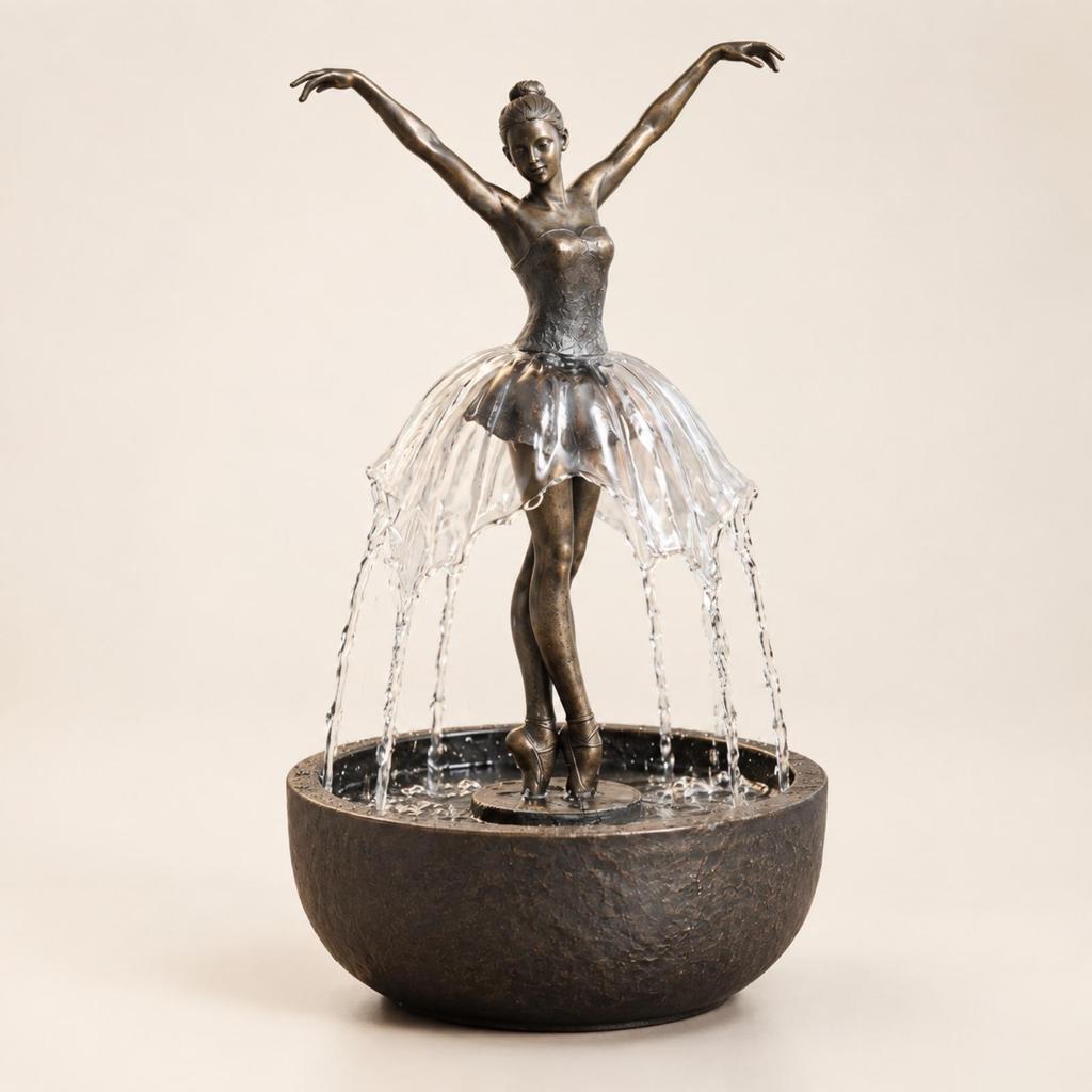 Sculptural Ballerina Water Fountain Calming Ornament Artistic for Office