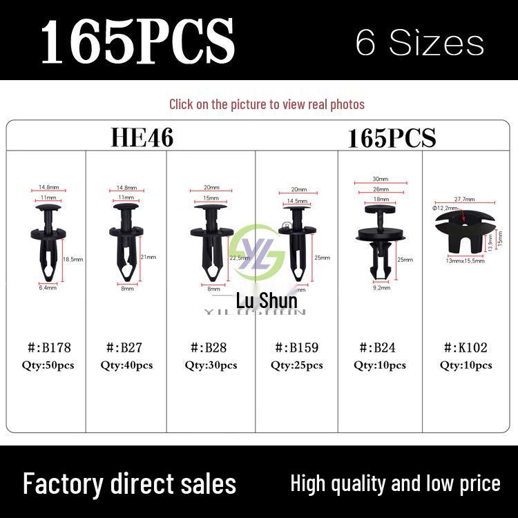 

165-Piece Snap Fastener Set for Universal Car Models Bulk 50+ HE46 Single Use Price