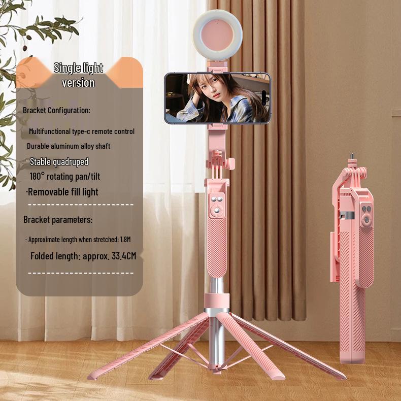 Bluetooth Selfie Stick Tripod with Remote - Portable, Retractable Phone Stand for Live Broadcasting