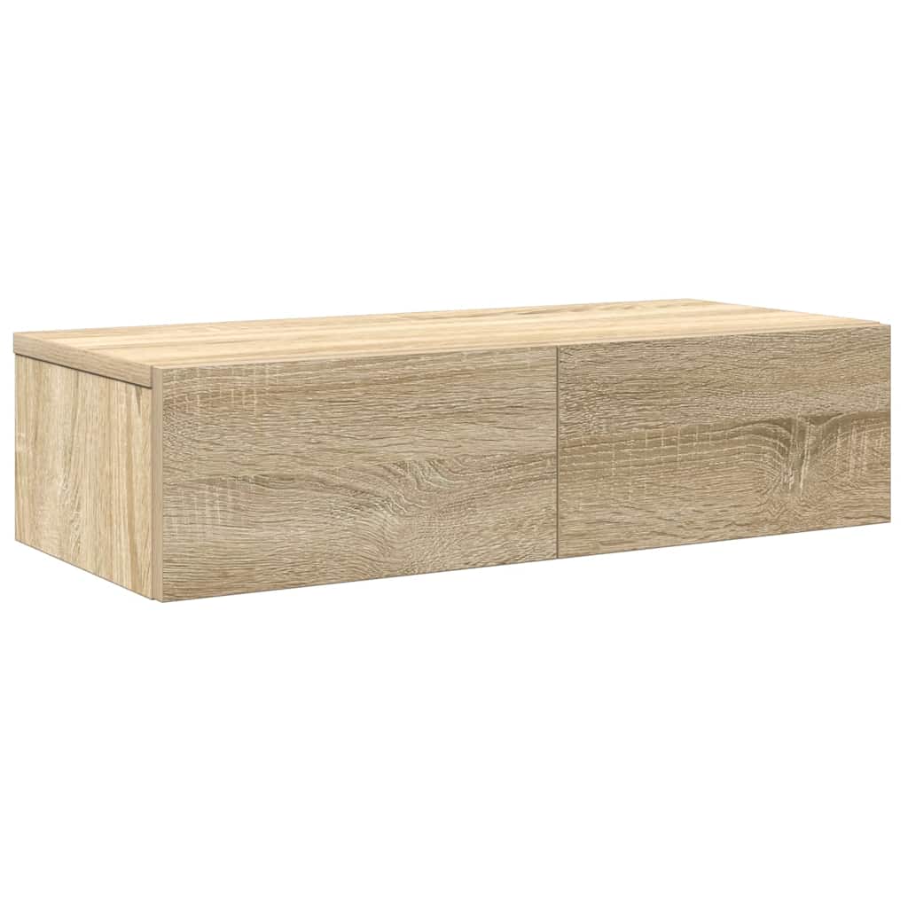 Vidaxl Półka Ścienna Z Szufladami, Dąb Sonoma, 60X26,5X15 Cm