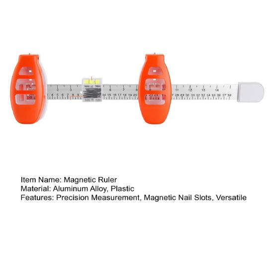 Magnetic Ruler 3-in-1 Picture Hanging System Horizontal Hanging Ruler with Built-In Bubble Level Nail Push Technology Level Tool