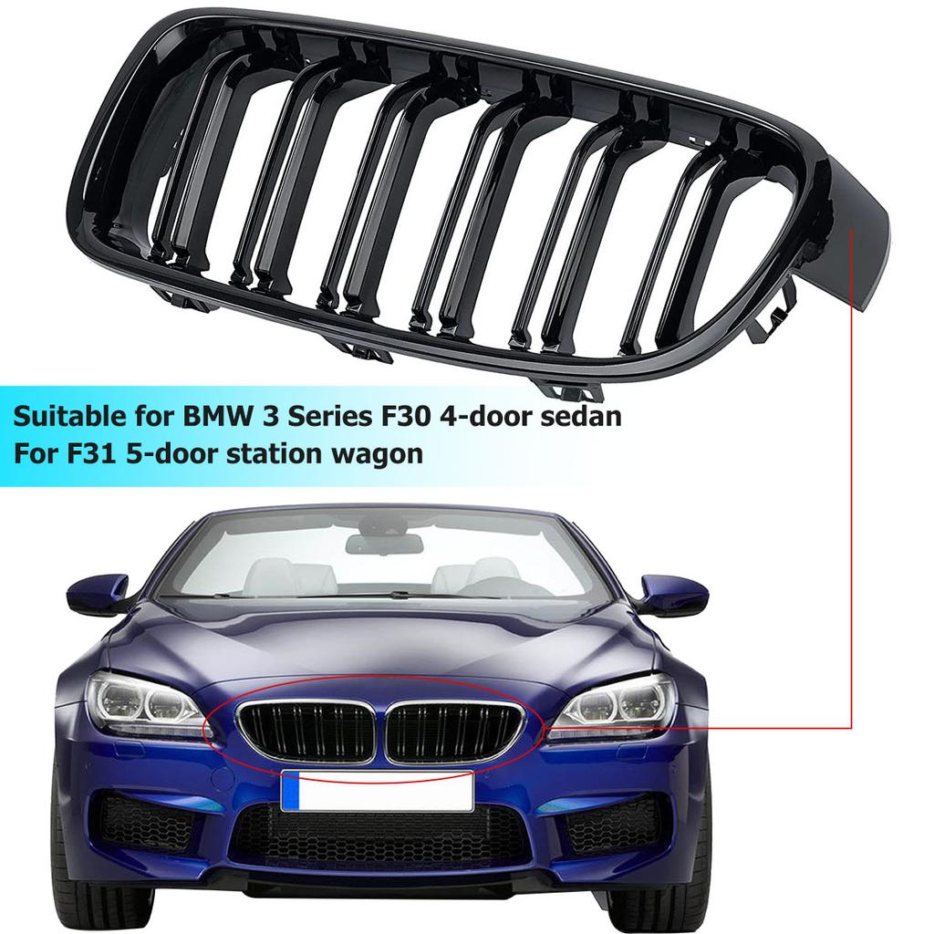 1Pair Front Grille Insert Trims for BMW 3 Series F30 F31 320i 328i 330e 2013~2019 Car Front Grille Decorative Trim Stripes Cover