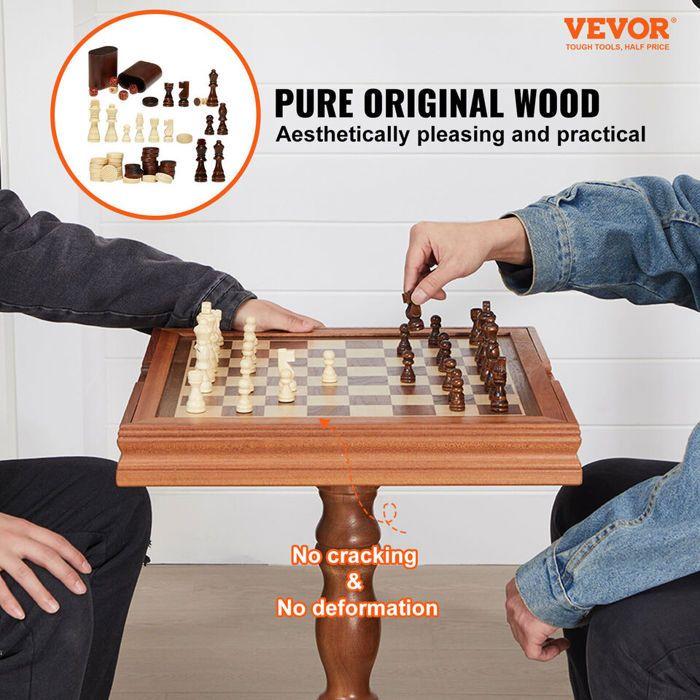 Brettspiel - BAZARLAND30 - 3-in-1 - Schach, Dame, Backgammon - Hartholz - 44 cm