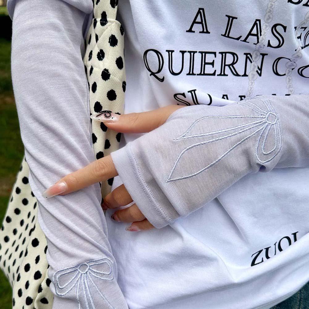 Süße Schleife Eisärmel Koreanischer Stil Arm Sonnenschutzhüllen Atmungsaktive Lange Armstulpen Autofahren