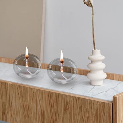 2 Pieces Refillable Oil Lamps Clear Glass Transparent Women Empty Modern Home Decor for