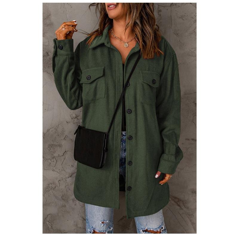 Women S Casual Solid Color Long Sleeve Lapel Single Breasted Coat