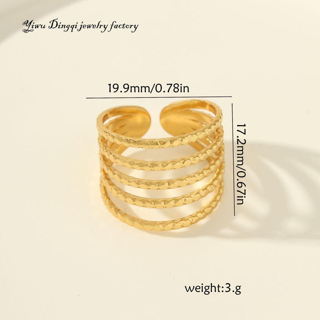 Luxury Non-Fading Drip Oil Open Ring - European and American Style Stainless Steel Statement Jewelry