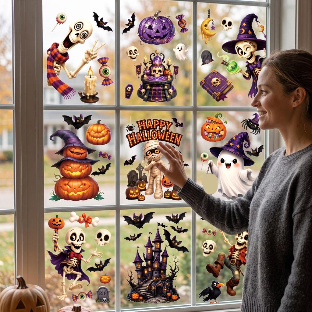Halloween Glass Window Sticker Set for Party and Home Decor
