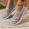 Women's Casual Slip-On Sneakers, Black, Green,   Grey and Maroon; Lightweight Low Top Sneakers with Cute Round Toe & Floral Design for All Seasons