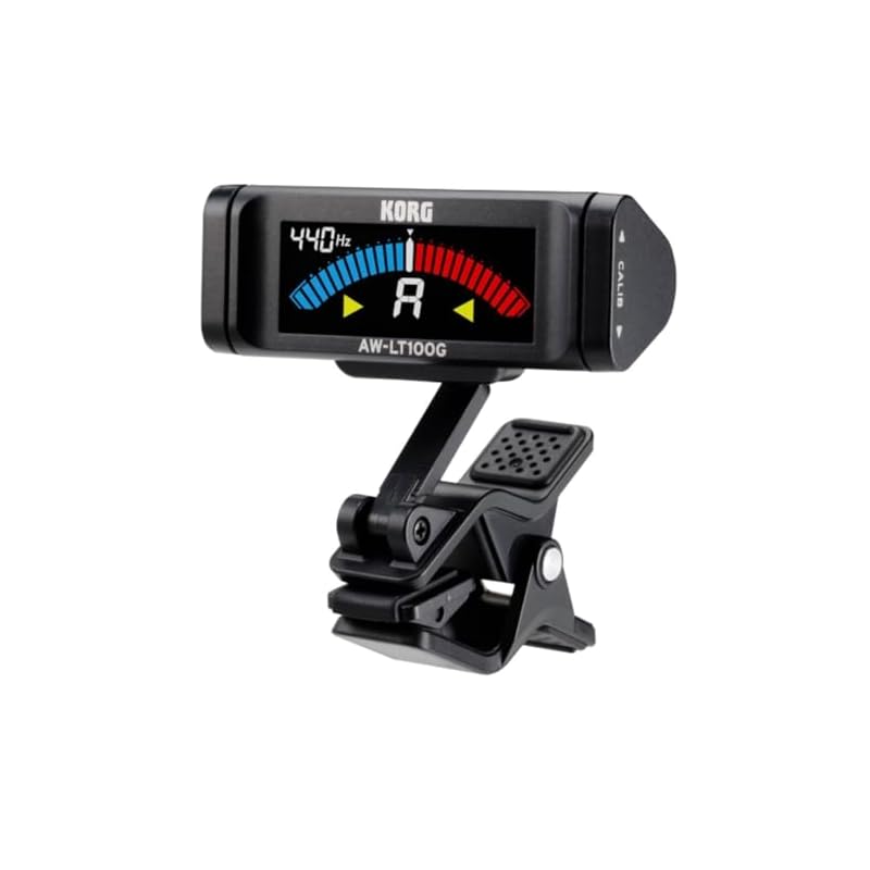 KORG AW-LT100G Guitar Clip Tuner with 100 Hours Continuous Battery Life, ±0.1 Cent Accuracy, Color Display, Strobe Tuning, 1 AAA Battery, Lightweight