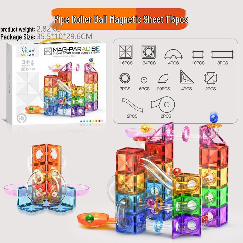 Stained Glass Magnetic Building Blocks Set - 100-Piece Educational Toy for Kids