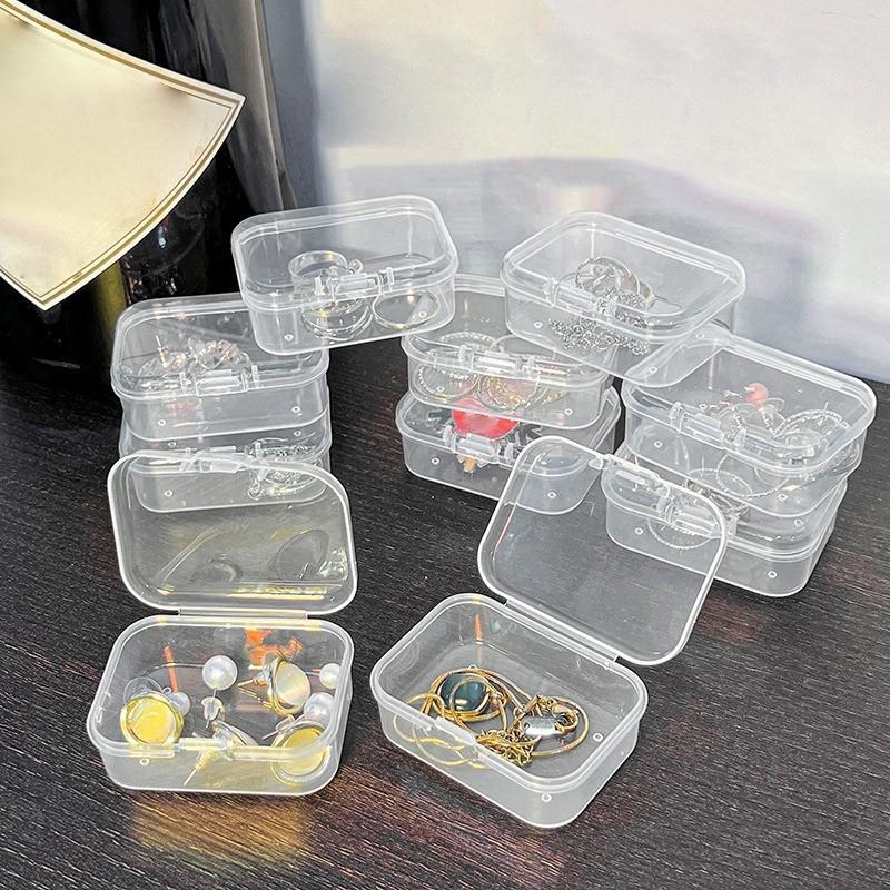 20Pcs Mini Storage Box Transparent Square Plastic Box Earrings Jewelry Packaging Storage Small Square Box Jewelry Organizer