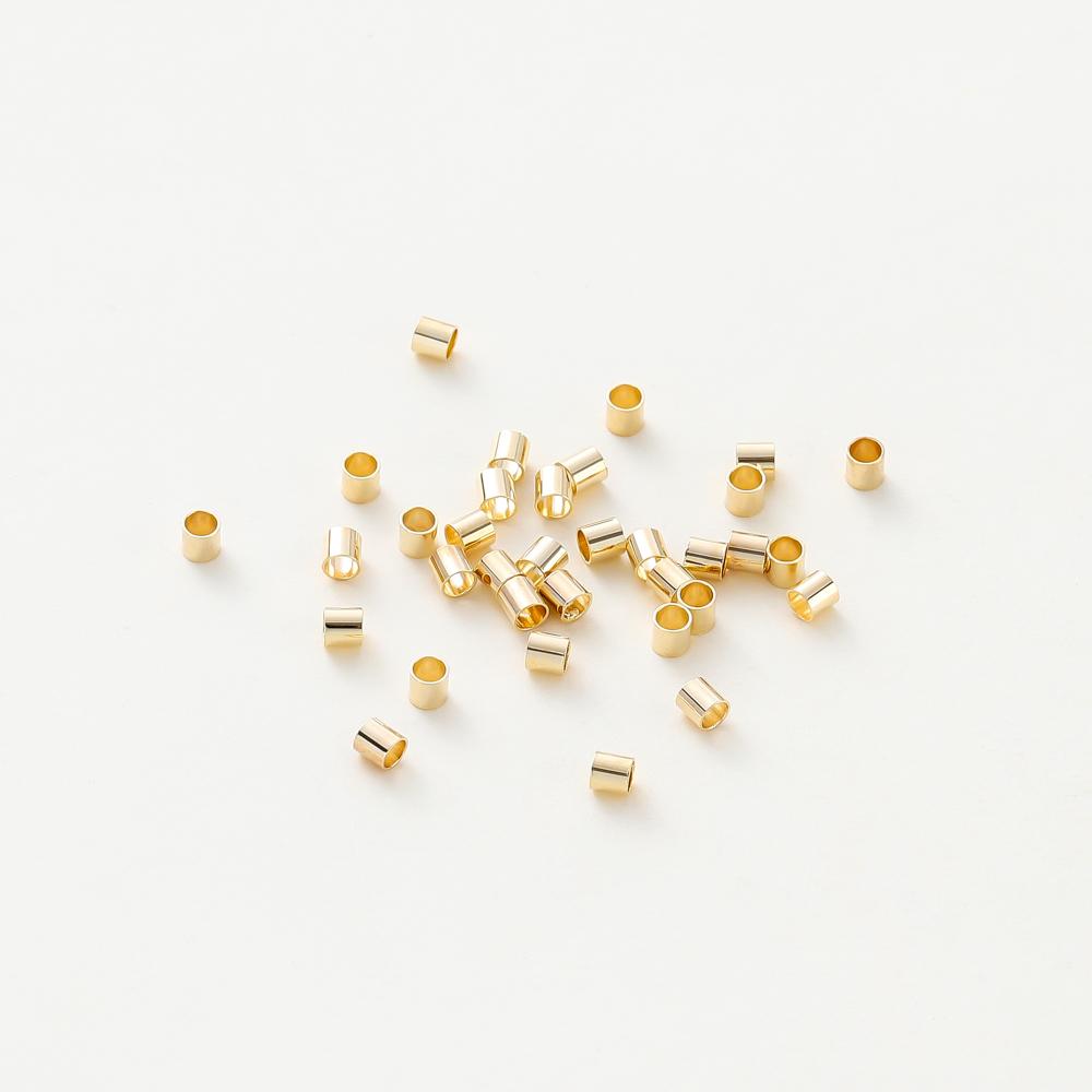 100 Stück/Los 14K 18K Goldfarbe Beschichtete Zylindrische Röhren-Abstandshalter Perlen Armband Halskette Stopperperlen Für DIY Schmuckherstellung
