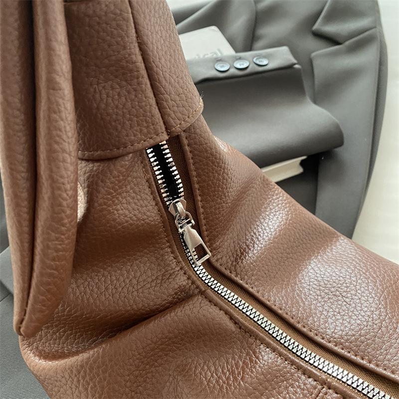 Korean ins retro soft leather pleated dumpling bag, casual and versatile one-shoulder crossbody bag, lazy style croissant bag