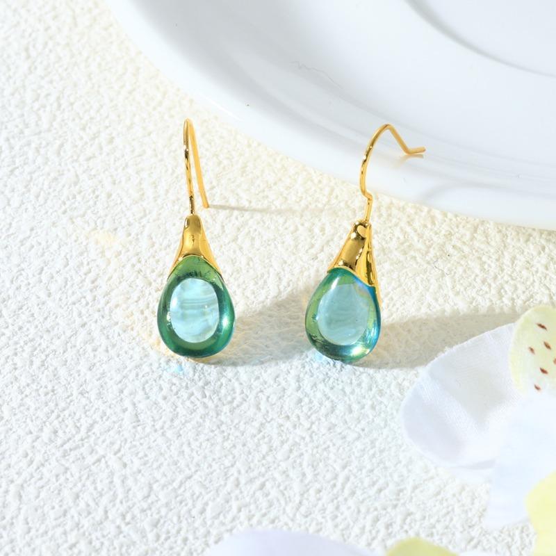 European and American Crystal Jewelry High-end Long Teardrop Earrings Fashionable Light Luxury Colorful Zircon Earrings