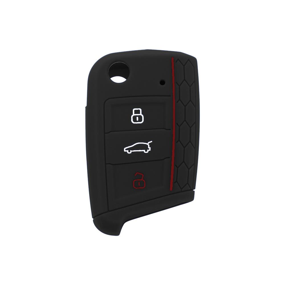 

Suitable for Skoda New Octavia Silicone Key Bag Korok Red Line Key Cover Golf7 Komic Remote Control Set