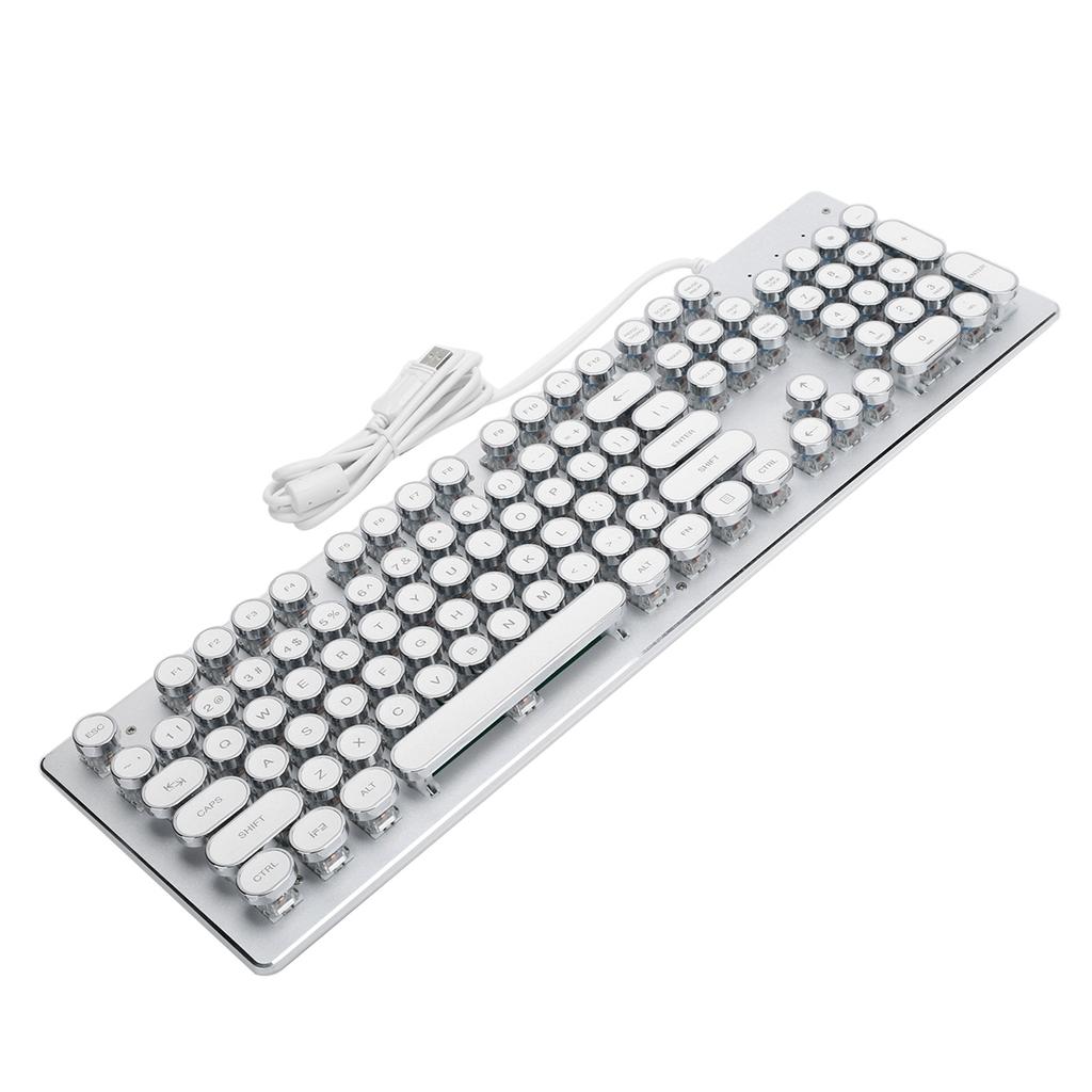 Retro Wired Gaming Mechanical Keyboard Key Click with 104 Keys Mixed Light Ergonomic Design