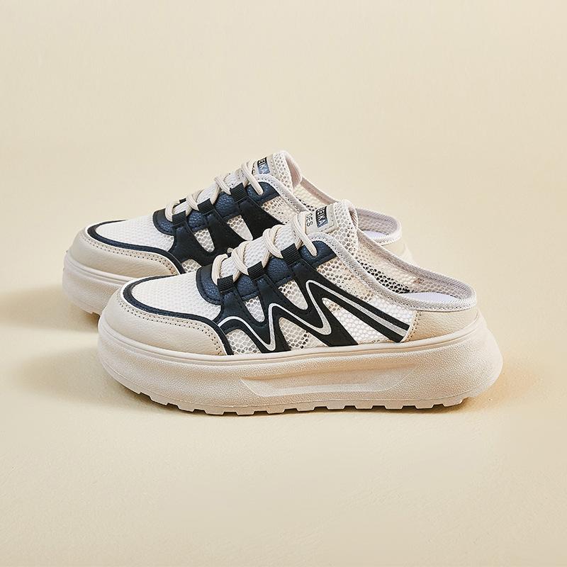 

Летние белые туфли с полуподдержкой, новый стиль для студенток, толстая подошва, увеличенная высота, сетчатые, дышащие и повседневные 40